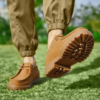 Men's Retro Casual Leather Shoes Classic Japanese Workwear for Outdoor Hiking Lace-Up