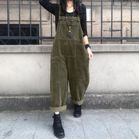 Kaftan Corduroy Overalls Women's Spring Jumpsuits ZANZEA 2025 Casual Suspender Harem Pants Female Solid Rompers Femme Oversize