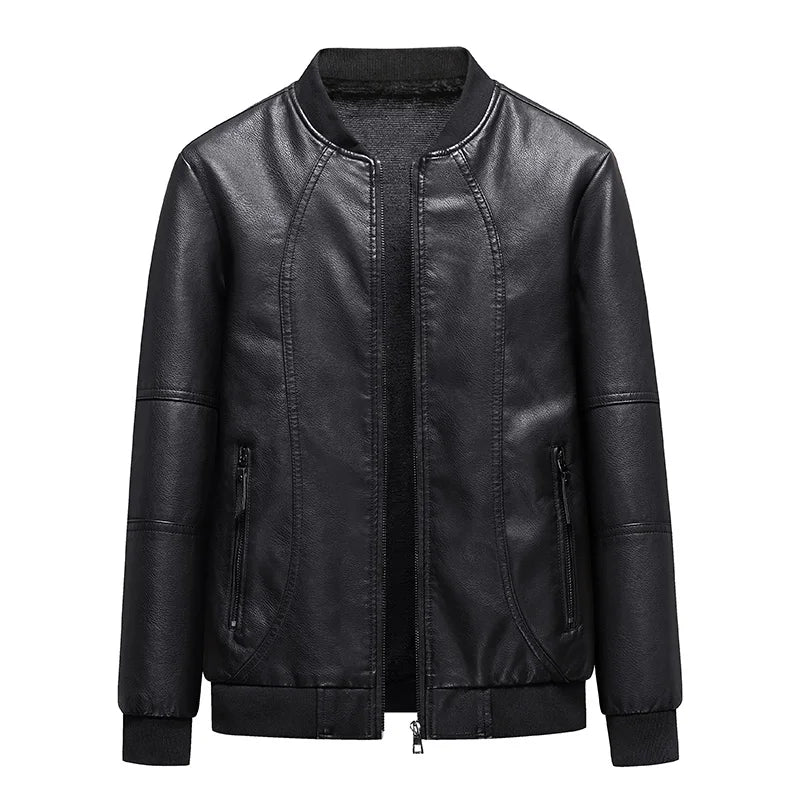 Men Jacket Autumn New Spring Fall Soft Leather Jackets for Men Clothing Long Sleeves Coat Fashion Korean Style Slim Fit Clothing