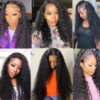 30 40 Inch Deep Wave Frontal Wig Human Hair 13x4 Curly Lace Front Wig Full Transparent HD Lace Water Wigs 180 Density Brazilian