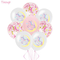 Taoup Happy Birthday Unicorn Balloons Figures Stand Cute Unicorn Foil Ballons Accesssories Unicornio Horns Baby Shower Favors