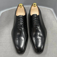 Mens Size 7-12 Oxford Shoes Wingtip Genuine Calf Leather Luxury Lace-Up Business Office Brogue Dress Shoes for Men