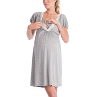 Maternity Lace Deep V-neck Breastfeeding Dress Pregnant Women Nursing Dress Pajamas Maternity Fashhion Sleepwear Nightgown