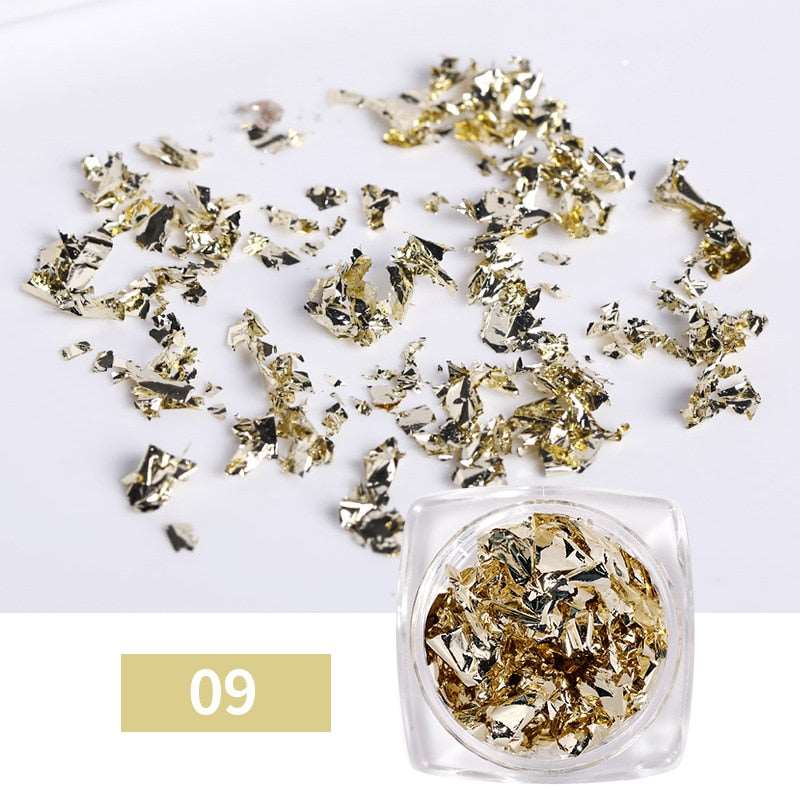 1 Box Silver Irregular Aluminum Foil Colorful Paper Nail Art Sticker 3D Glitter DIY Manicure UV Gel Polish Nail Decoration Tools