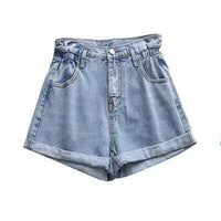 High Waisted Denim Shorts for Women Casual Loose Shorts Ladies Fashion Elastic Waist Wide Leg Short Jeans Summer New 2024