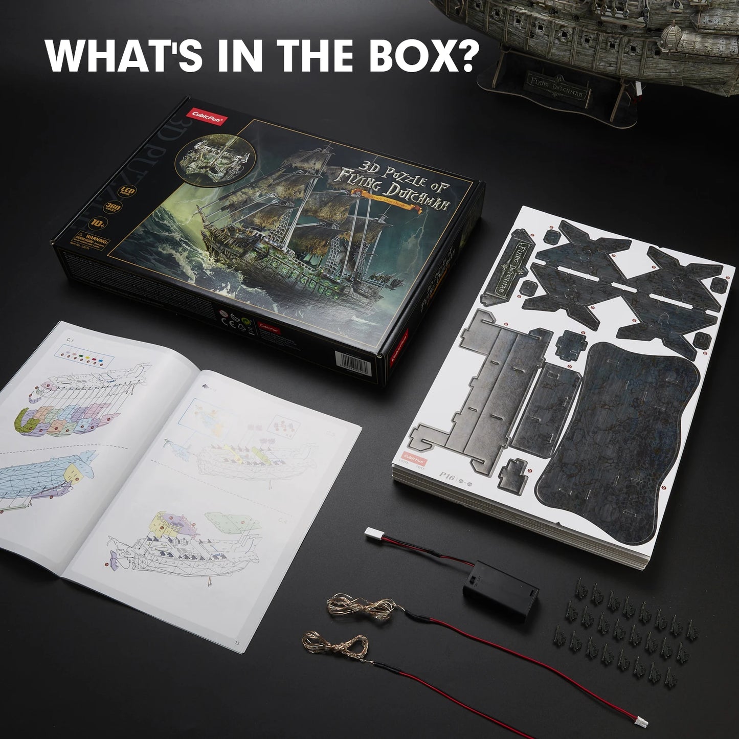 CubicFun 3D Puzzles Ship from PL/US/RU LED Flying Dutchman Pirate Ship Model Queen Anne Revenge Sailboat Titanic Ship Jigsaw