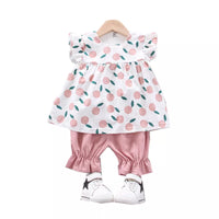 New Summer Baby Girls Clothes Children Cartoon Fashion Dress Shorts 2Pcs/sets Toddler Casual Clothing Suit Kids Outing Costume