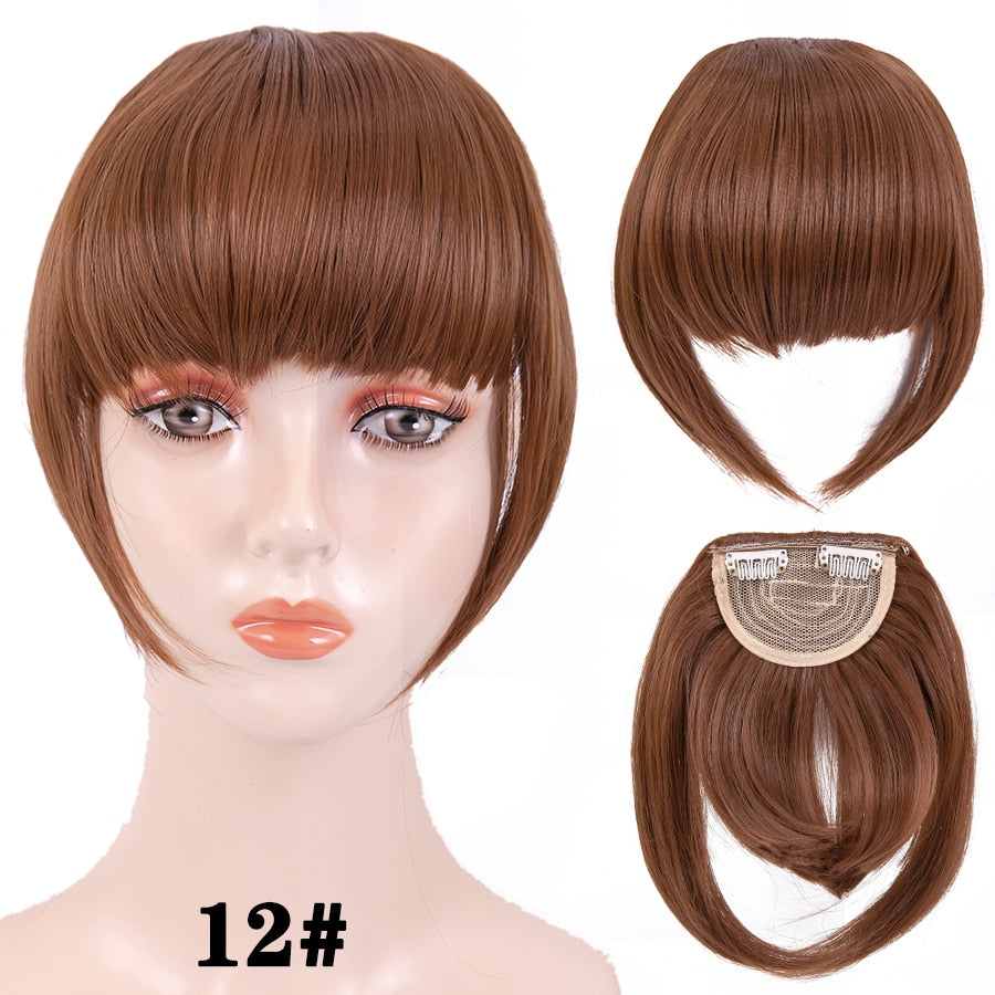 Leeons Short Synthetic Bangs Heat Resistant Hairpieces Hair Women Natural Short Fake Hair Bangs Hair Clips For Extensions Black