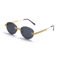 Rimless Diamond Sunglasses Women 2021 Rectangle Steampunk Sun Glasses Crystal Vintage Rhinestone Glasses Eyewear UV400 Oculos