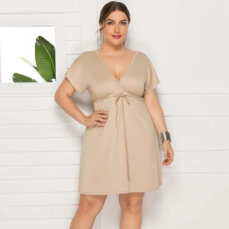 2022 Summer Oversized Dress Women Sundress Big Size Party Dress Ladies V-neck Casual Plus Size Dress For Women 3XL 4XL