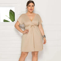 2022 Summer Oversized Dress Women Sundress Big Size Party Dress Ladies V-neck Casual Plus Size Dress For Women 3XL 4XL