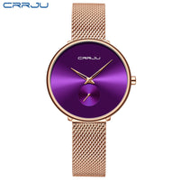 CRRJU Fashion Women Watch Luxury Casual Simple Ladies Daily Dress Mesh Wristwatch Minimalist Waterproof Quartz Female Clock