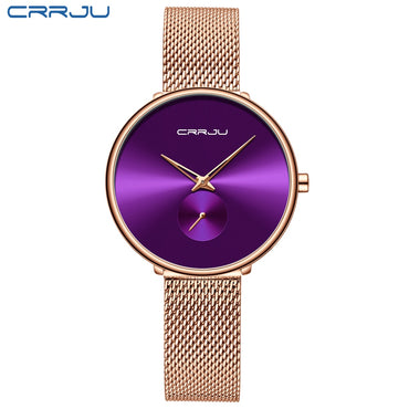 CRRJU Fashion Women Watch Luxury Casual Simple Ladies Daily Dress Mesh Wristwatch Minimalist Waterproof Quartz Female Clock