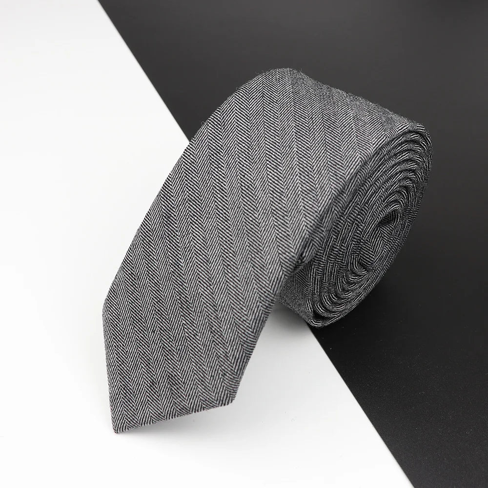 High Quality Classical Color Black Grey Skinny 100% Wool Tie Men Necktie For Business Meeting Fashion Shirt Dress Accessories