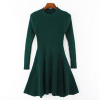 Women Long Sleeve Sweater Dress Women&#39;s Irregular Hem Casual Autumn Winter Dress Women O-neck A Line Short Mini Knitted Dresses