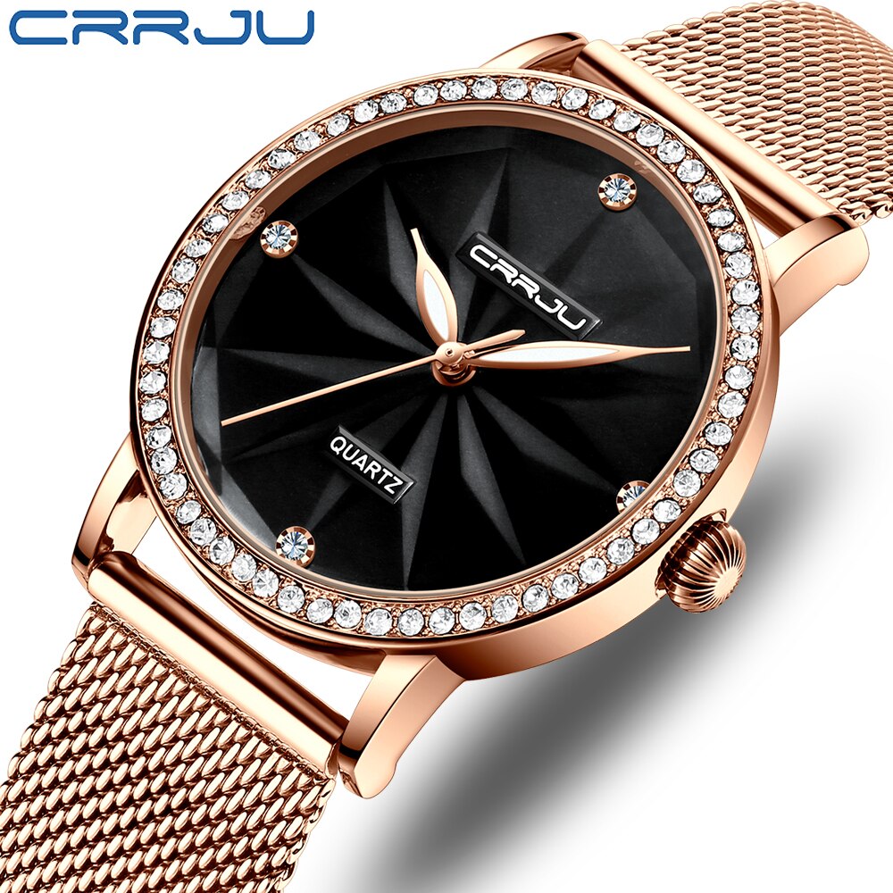 CRRJU Watches for Women Fashion Luxury Diamond Watch Ladies Dress Flower Quartz Waterproof Gift Wristwatch relogio feminino