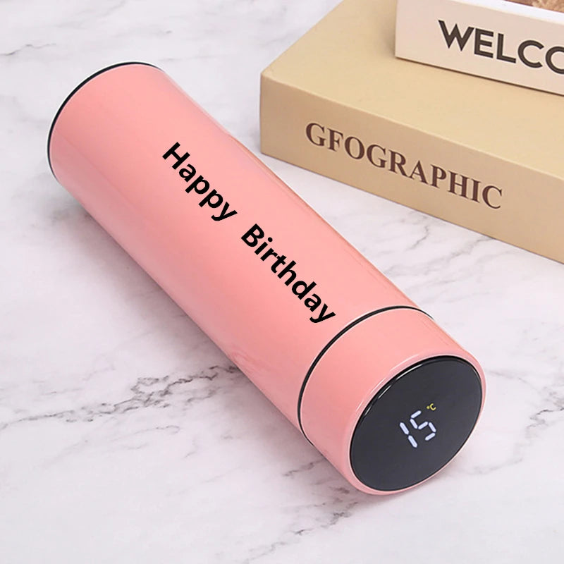 Vacuum Water Bottle Smart Display Temperature 500ML Safety 304 Stainless Steel Coffee Thermose Men Business Gift Customized Logo