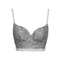 Irene Tinnie Hand-made Pearls Jewel Diamond Bralet Women&#39;s Bustier Bra Wedding Party Corset Cropped Top Vest Plus Size