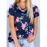 Women Summer Short Sleeve Floral Shirt Blouse Tops Loose Shirt Casual Tee TOP Ladies Womens Flower Print Blouses Clothing