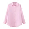 PB&ZA Women 2026 Spring New Fashion Cotton Lapel Poplin Loose Blouses Vintage Long Sleeve Female Shirts Blusas Chic Tops