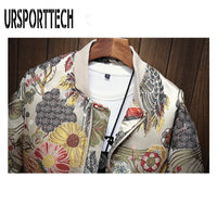 URSPORTTECH New Autumn Winter Casual Jacket Men Coat Japanese Embroidery Slim Fit Bomber Jacket Male Windbreaker Men Coats M-5XL