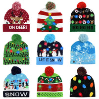 LED Christmas Hat Sweater Knitted Beanie Christmas Light Up Knitted Hat Christmas Gift for Kids Xmas 2023 New Year Decorations