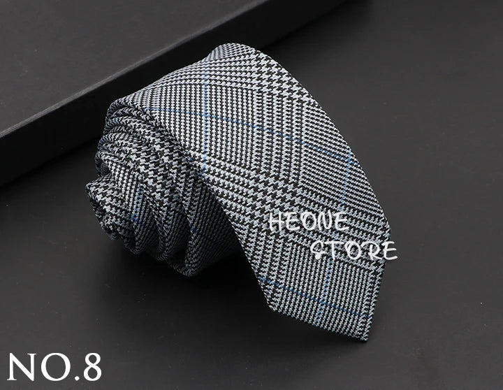 Mens Classic Cotton Ties High Quality Handmade Skinny 6CM Neck Tie Plaid Solid Color Striped Narrow Business Shirt Accessories