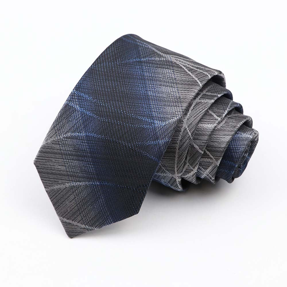 Fashion 6cm Narrow Polyester Necktie For Men Business Meeting Formal Jacquard Striped Plaid Skinny Tie Daily Wear Cravat Gift