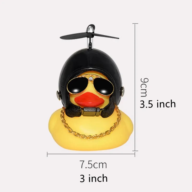 Car Cute Little Yellow Duck With Helmet Propeller Wind-breaking Duck Auto Internal Decoration Car Ornaments Accessories Kids Toy