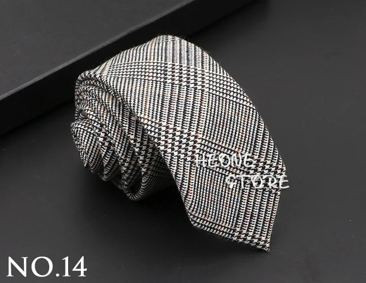 Mens Classic Cotton Ties High Quality Handmade Skinny 6CM Neck Tie Plaid Solid Color Striped Narrow Business Shirt Accessories