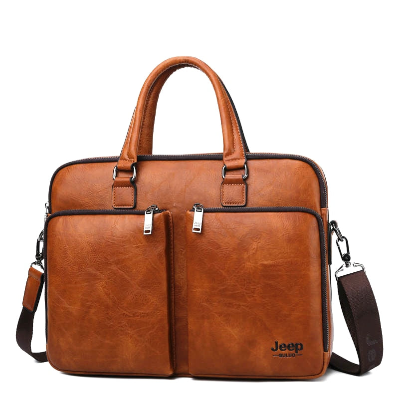 JEEP BULUO Brand  Men Laptop Business Bags Handbags High-end Man Briefcase Large Capacity Leather Casual Shoulder Bag For Men