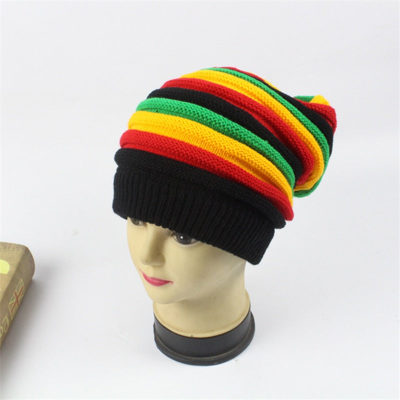 Jamaica Reggae Gorro Rasta Style Cappello Hip Pop Men&#39;s Winter Hats Female Red Yellow Green Black Fall Fashion Women&#39;s Knit Cap