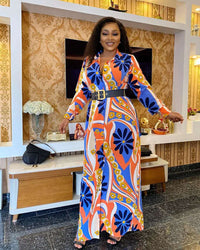 Sexy African Dresses for Women Spring Autumn 2020 Long Shirt Dress Dashiki Maxi Dresses