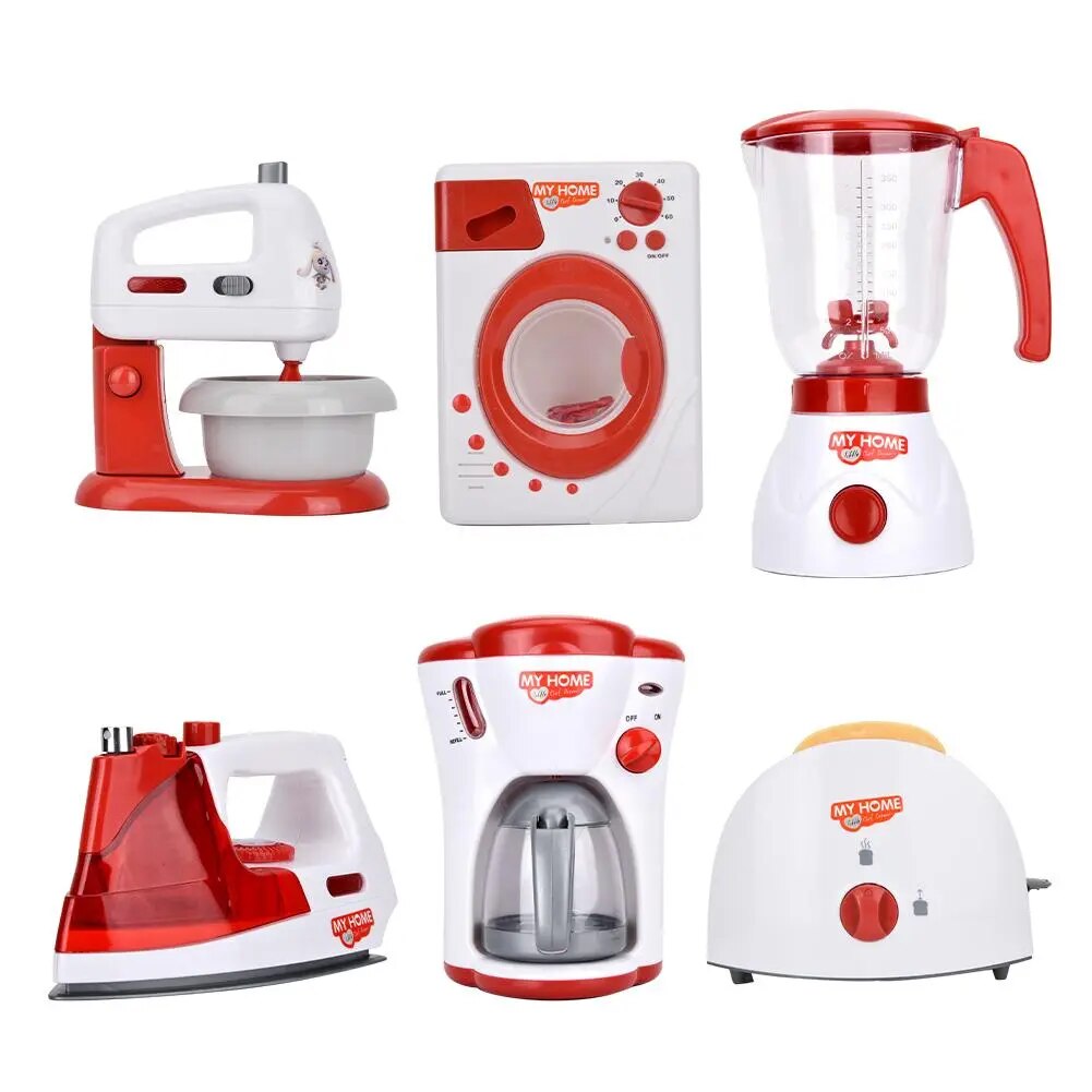 Household Appliances Toy Coffee Machine Pretend Play Kitchen Children Toys Toaster Blender Vacuum Cleaner Cooker Toys For Kid