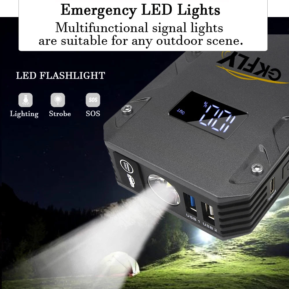 GKFLY Car Jump Starter Portable Power Bank 6000A/4000A/3000A Starting Device Car Booster Battery For Petorl Diesel Car