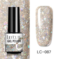 LILYCUTE 7ml Glitter Sequins Nail Gel Polish Gel Rose Gold Semi Permanent Hybrid Nail Art DIY Design Varnish