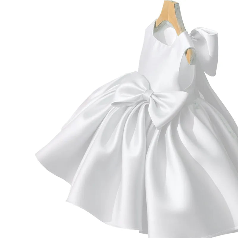 Big Bow Princess Sweet Kids Tutu Toddler Birthday Party Newborn Christening Children Baptism Baby Girls Clothes Summer Dresses