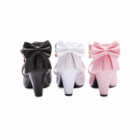 YQBTDL Cross Strap Women Spike High Heels Mary Jane Shoes Party Wedding Cosplay White Pink Ruffles Bow Princess Lolita Pumps 43