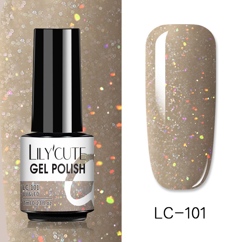 LILYCUTE 7ml Glitter Sequins Nail Gel Polish Gel Rose Gold Semi Permanent Hybrid Nail Art DIY Design Varnish