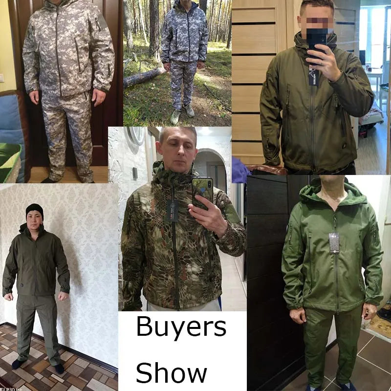 Winter Military Fleece Jacket Men Soft shell Tactical Waterproof US Army Camouflage Coat Airsoft Clothing Multicam Windbreakers