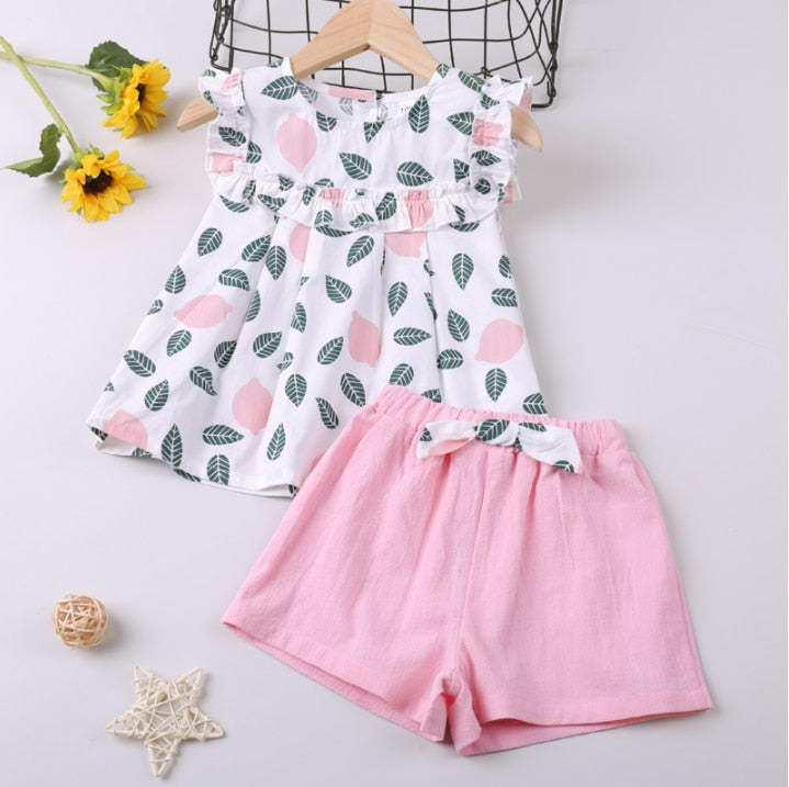 Humor Bear  Summer Girl Clothes Sets 2Pcs Fashion Navy Short Sleeve +Pleated Skirt Kids Clothes Suit Cute Toddler Clothes