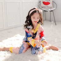 Children Pajamas Set 2023 Spring Ice Silk Striped Kids Pyjamas For Girls & Boys Sleepwear