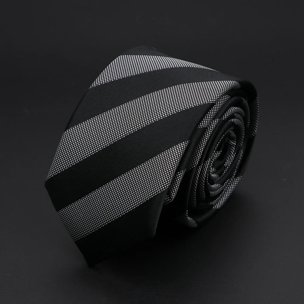 30 Styles Men's Jacquard Striped Solid Color Necktie 6cm Slim Narrow Suit Shirt Accessory Daily Wear Cravat Wedding Party Gift