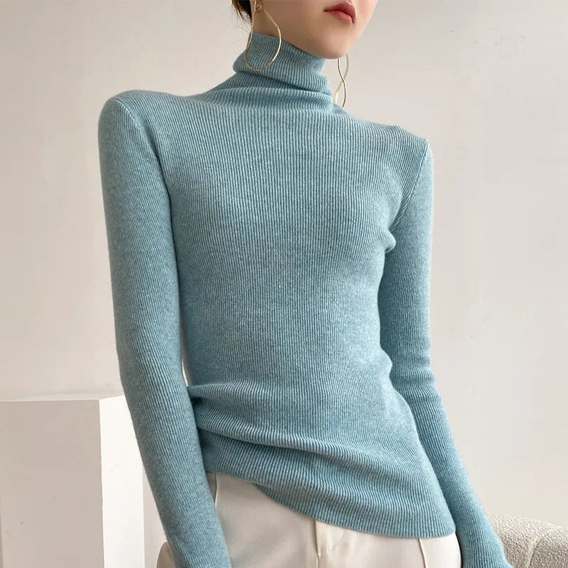 2021 Autumn Winter Women Sweater Turtleneck Cashmere Sweater Women Knitted Pullover Fashion Keep Warm New Long Sleeve Tops