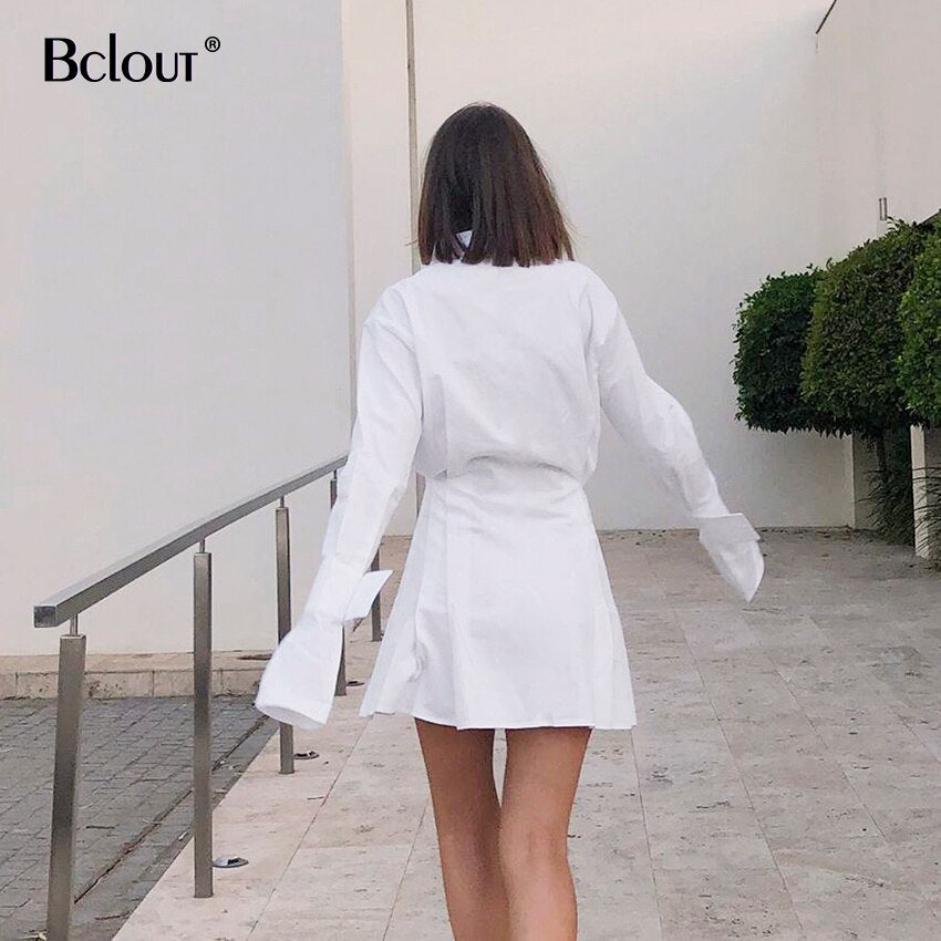 White Short A Line Dress Women New Office Lady Dress Solid Tunic Shirt Dress Female Pocket Cotton Dresses Autumn Green Vestido