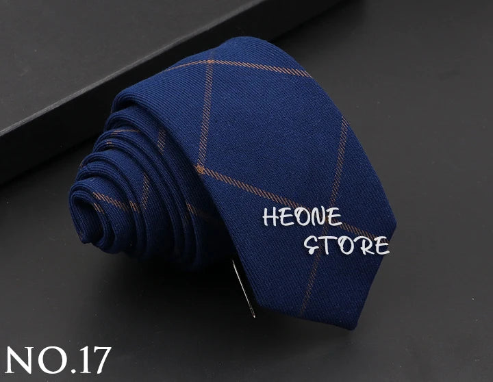 Mens Classic Cotton Ties High Quality Handmade Skinny 6CM Neck Tie Plaid Solid Color Striped Narrow Business Shirt Accessories