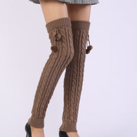 65cm Women's Long Leg Warmers Thickened Over Knee Warm Boot Cover Lolita Knitted Crochet Socks Boot Cuffs Pile Socks Party Dance