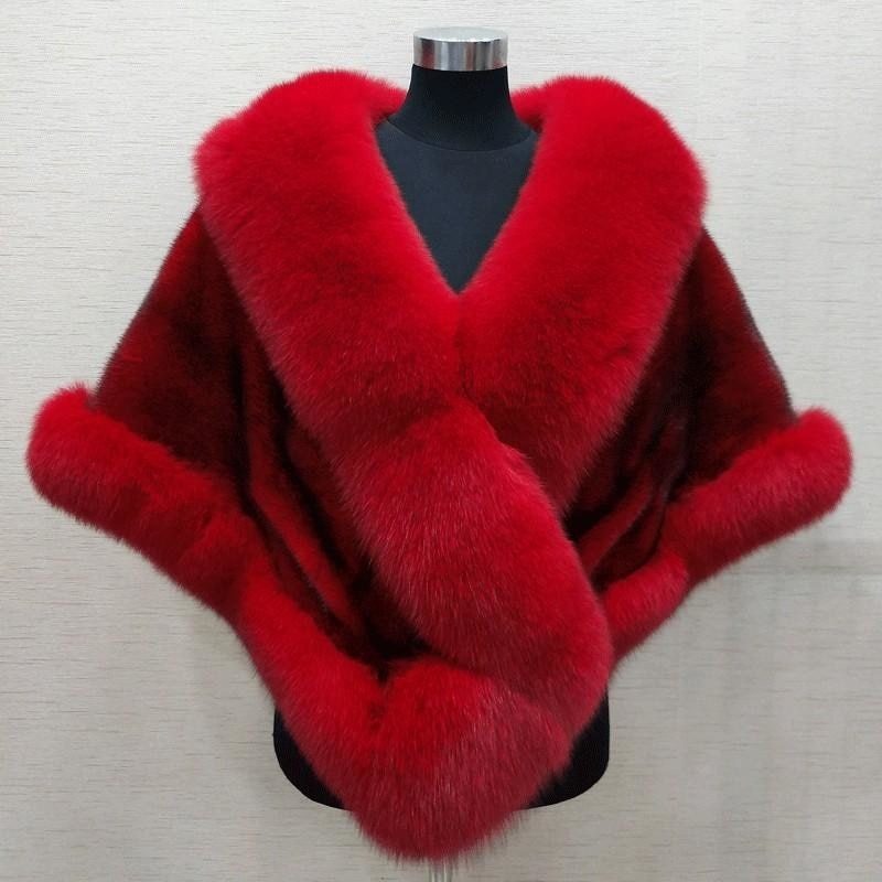 Women Sexy Fur Shoulder Wrap Bridal Shawls Winter Cape Female Jacket White Black Faux Fur Coat