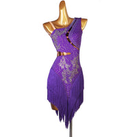 Latin Dress Women Dancing Rhinestone Dress 12 colors Tassels Fringe Dress Rumba Dress Competition Salsa Costume Gatsby Dress