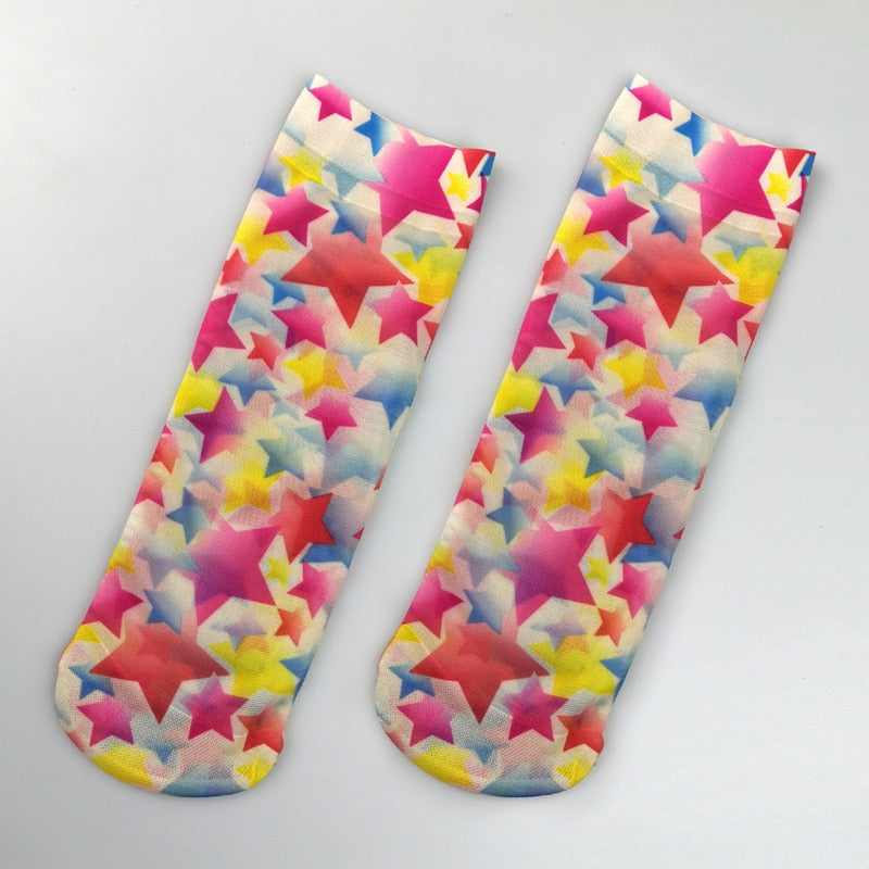 KASURE New Fashion Flower Butterfly Pattern Print Women Ankle Socks Elastic Spring Summer Soft Ladies Socks